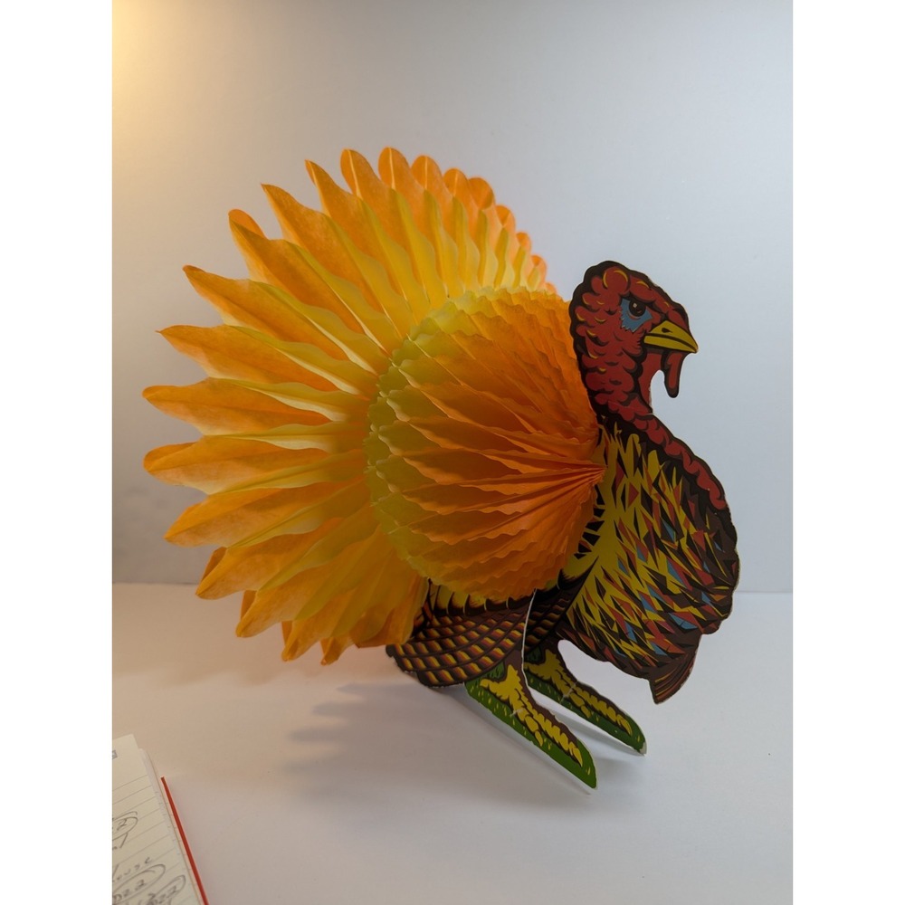Beistle Honeycomb Paper Turkey Vintage Thanksgiving Décor 10"‎